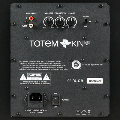 Totem Acoustic Powered Subwoofer in Satin Black - Kin Sub 8 (SB)