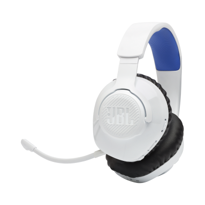 JBL Quantum 360P Wireless Over-Ear Console Gaming Headset with Detachable Boom Mic in White - JBLQ360PWLWHTBLUAM