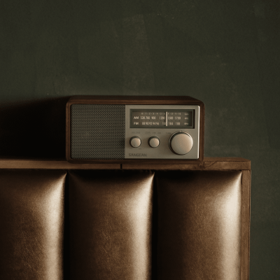 Sangean AM / FM Wooden Cabinet Radio in Walnut-Silver - 24-SG116