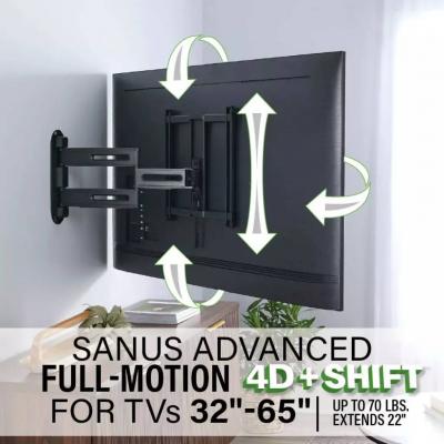 Sanus Advanced Full-Motion 4D + Shift 32"- 65" TV Wall Mount  - VMF822-B3